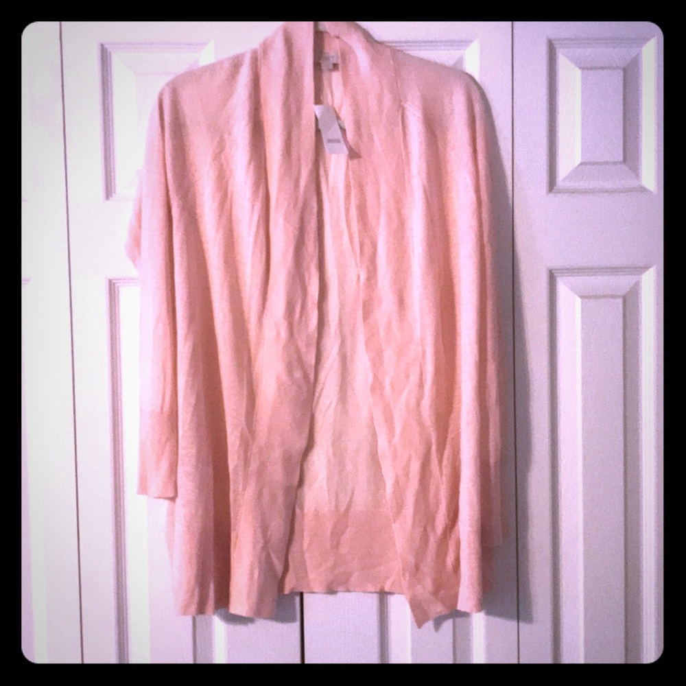 LOFT Light Pink Open Front Cardigan Small
